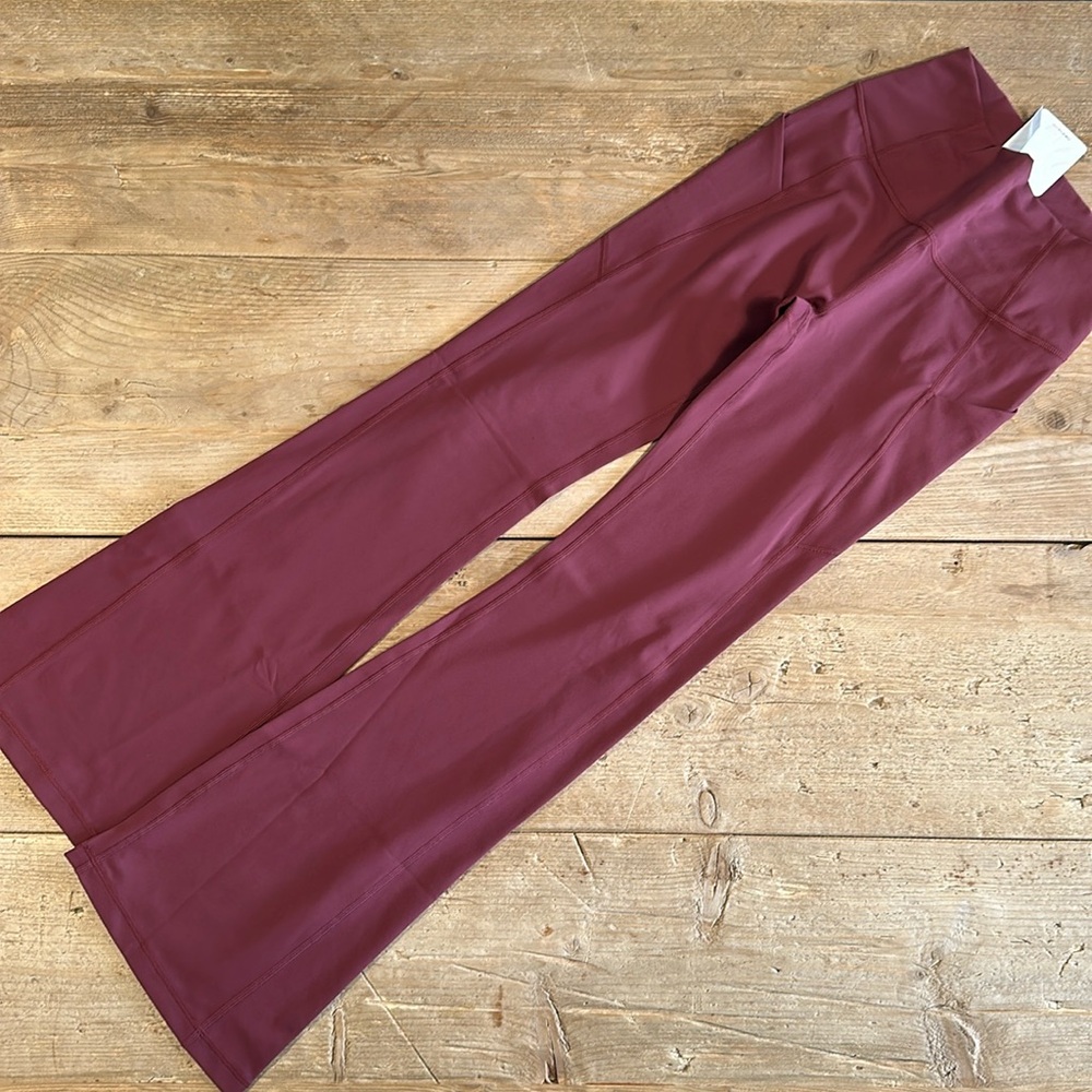 NWT- Fabletics Oasis Pureluxe HW Pocketed Kick Flare -MERLOT (32”) REG INSEAM - Picture 4 of 12